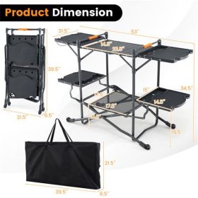 Portable outdoor barbecue table