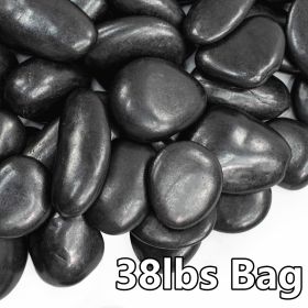 38lbs Black River Rocks, 2-3 inch Polished Pebbles for Plants, Vase Filler, Aquarium, Landscaping, Indoor/Outdoor Decor