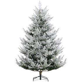 HOMCOM 7.5 Foot Artificial Christmas Tree, Pine Hinged Xmas Tree With 1218 Realistic Branches, Steel Base, Auto Open, Green (Option: green)