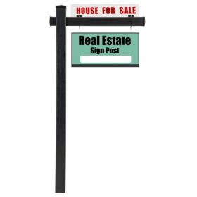 6 Feet Vinyl UPVC Real Estate Realtor Yard Sign Post (Color: Black)