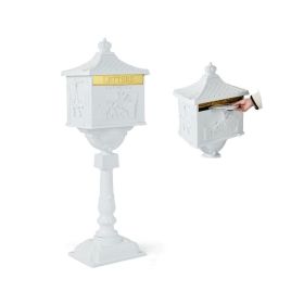 Outdoor Lawn Decor Retro Cast Aluminum Mailbox (Color: White, Type: Mailbox)