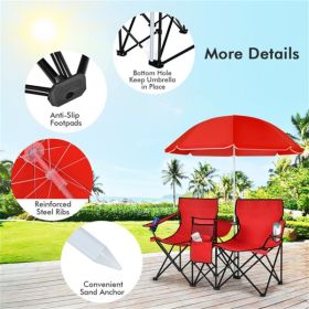Outdoor camping chair with umbrella (Color: as picture)