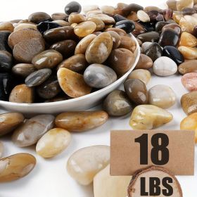 18 lbs River Rocks Pebbles 1.6-2.4 Inch Polished Decorative Stones Natural Pebbles for Plants, Aquarium Gravel, Vase Fillers (gorgeous and colorful: 18 LBS)